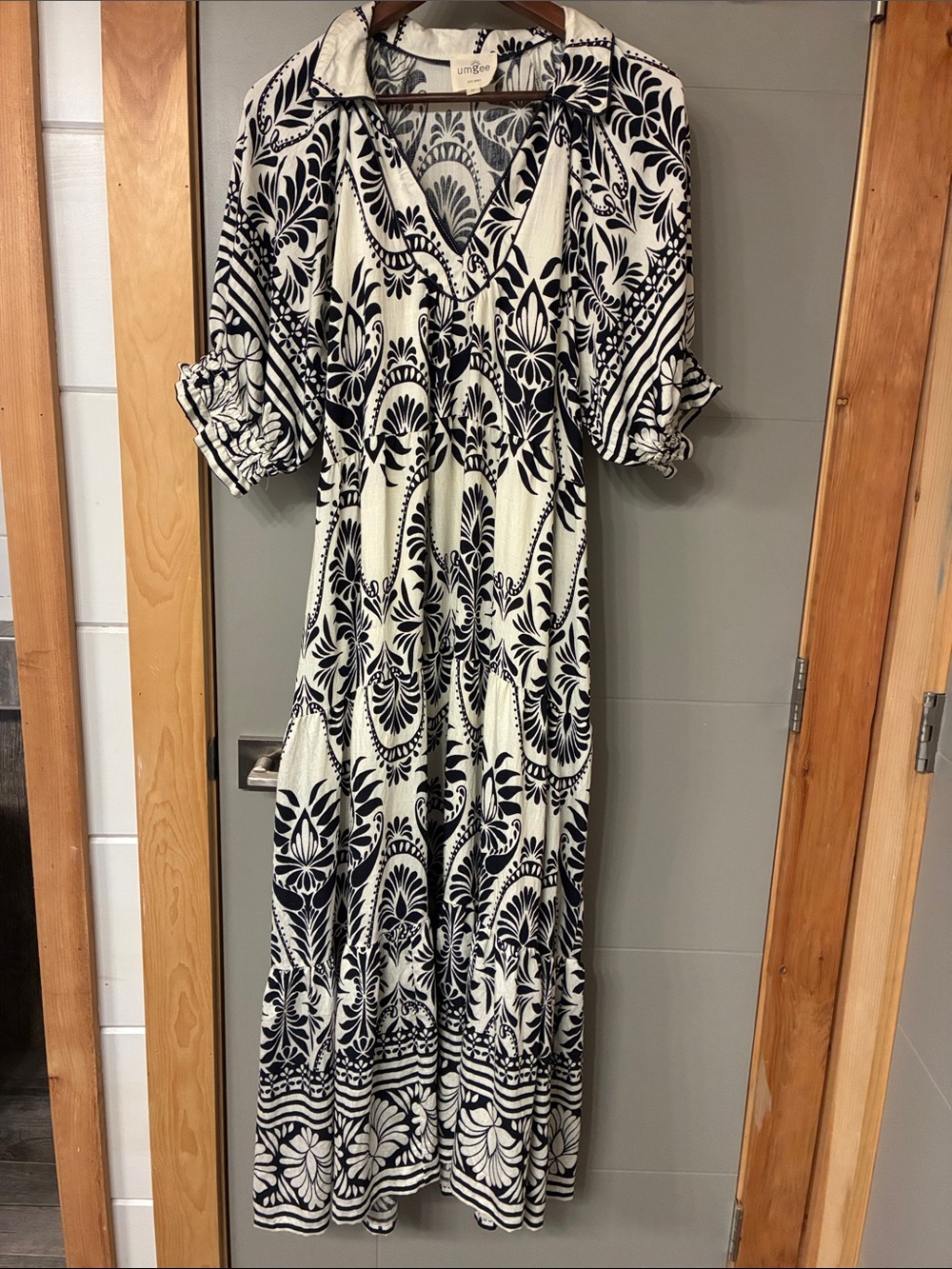 Umgee Black and White Printed Maxi Dress